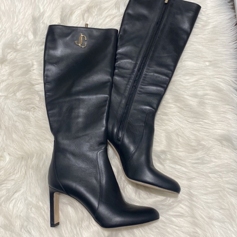 Jimmy Choo Shiny calfskin Mahesa 85 Knee high boots size 38.5 - Picture 13 of 13